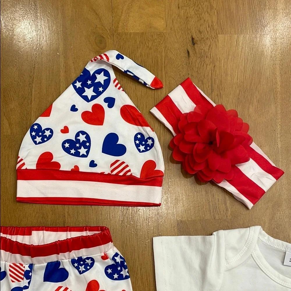 New Patriotic Newborn Baby Outfit - 3-6 Months - First 4th of July Boys Girls